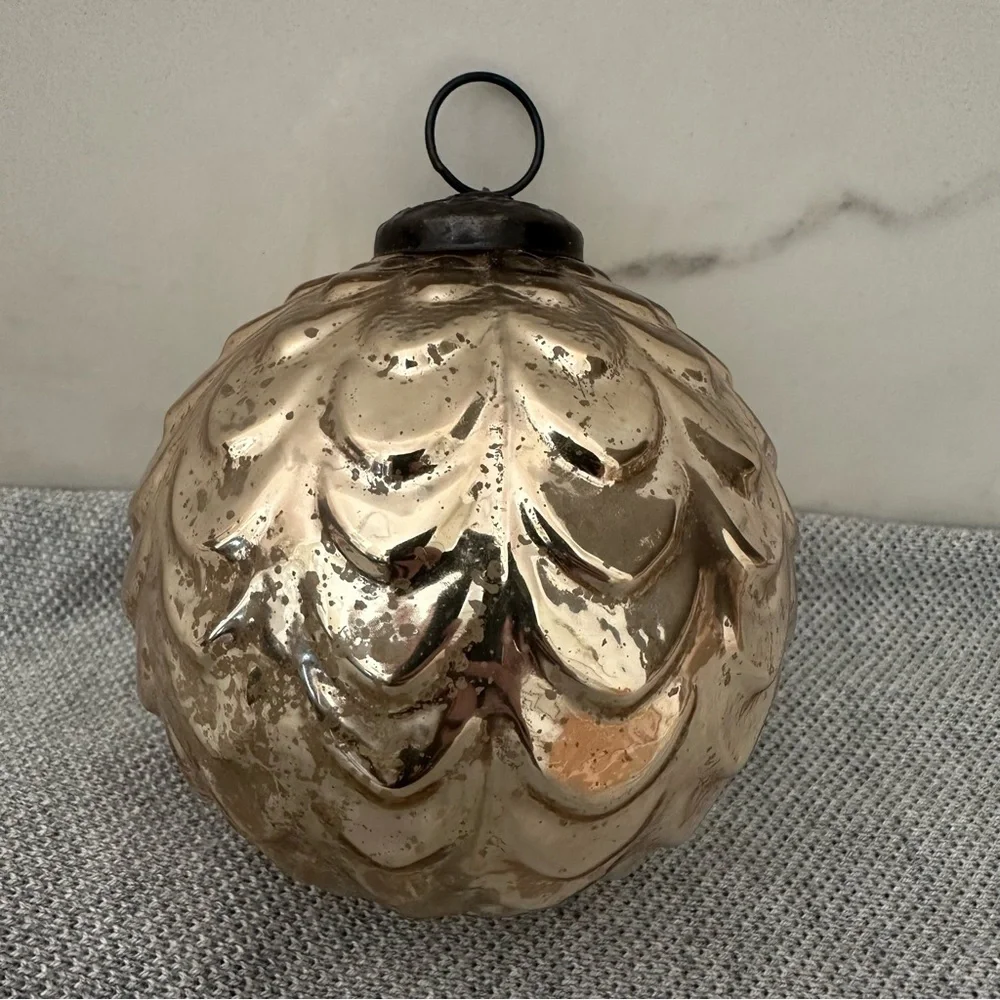 Pottery Barn Set of Two Vintage-Inspired Mercury Glass Holiday Ornaments